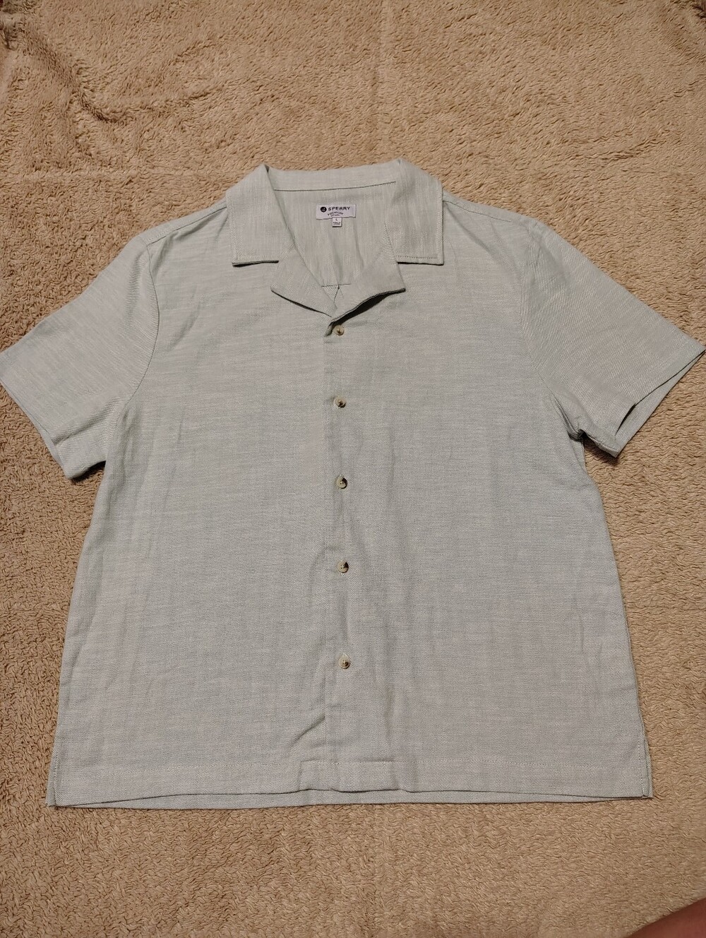 Sperry Men's Short Sleeve Buttonup Polo Cotton Casual Boat Shirt Size Large